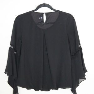 IZ Byer Black Long Sleeve Flowy Blouse